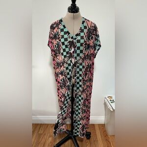 Colorful Geometric Sheer Cover up / Outer wear - with palm trees